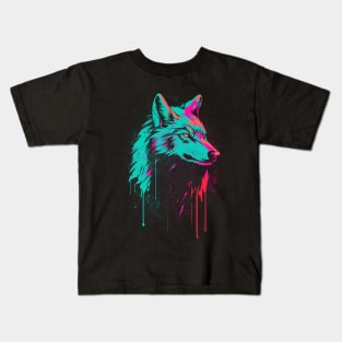 Splatter retro wolf Kids T-Shirt